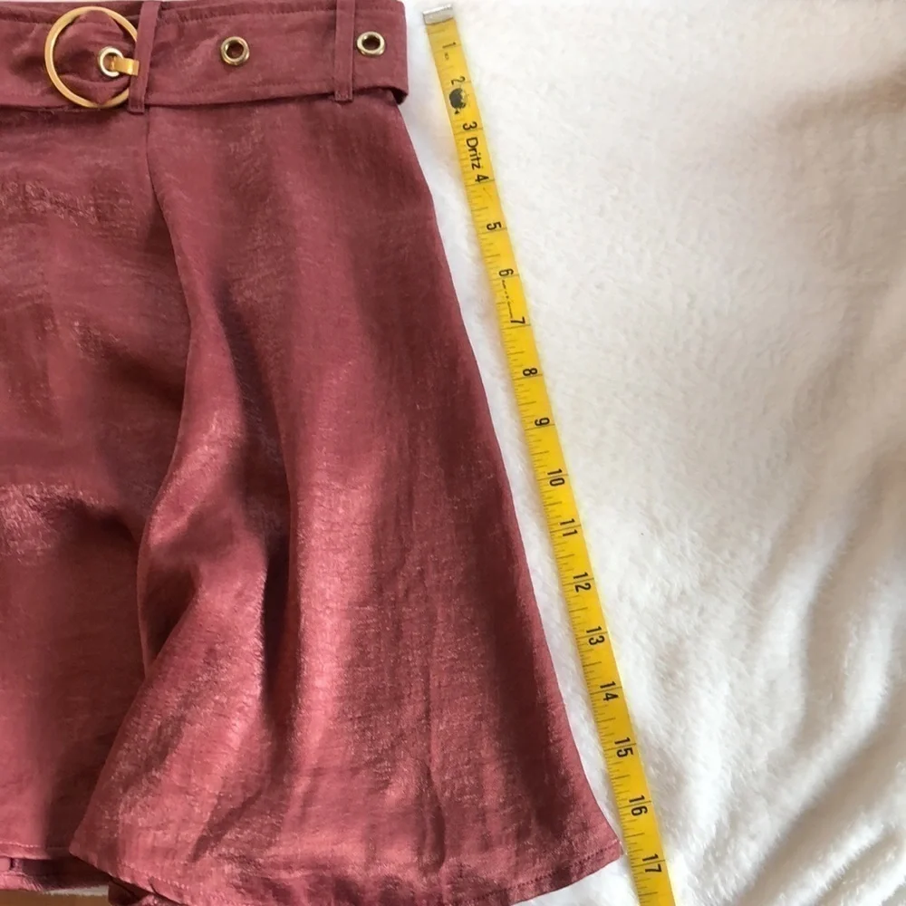 New‎ EASTNWEST LABEL Women's Small Dark Rose Crushed Satin Mini Skirt Flowy